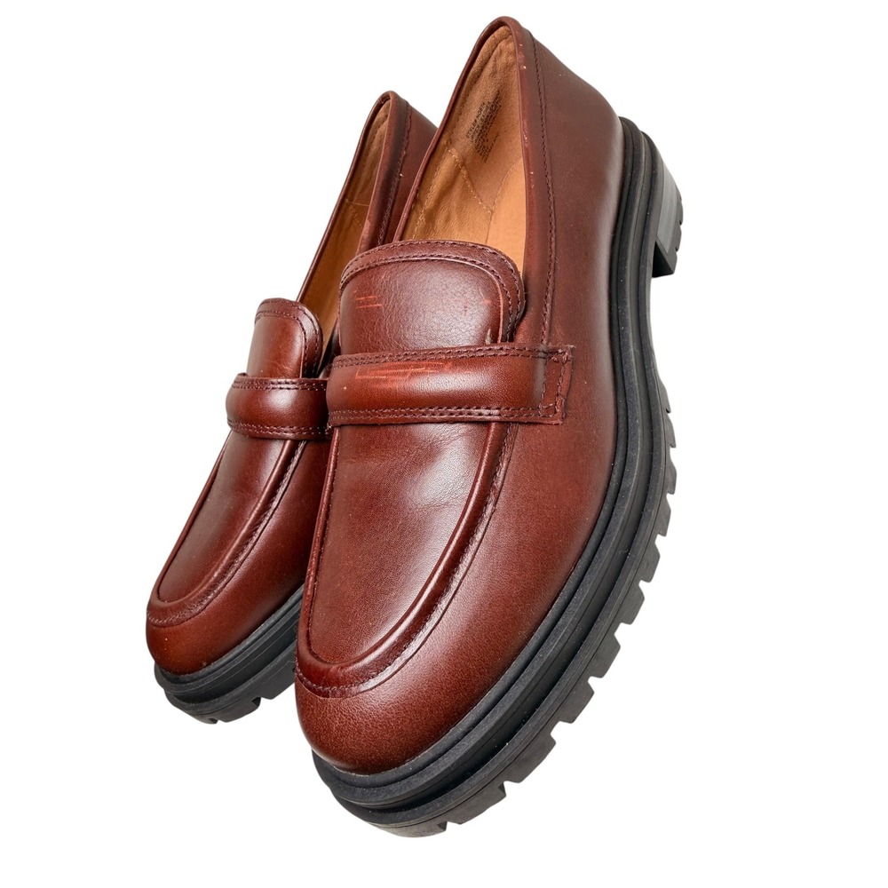 Madewell Bradley Lugsole Loafers Cherry Wood Leather Size 9